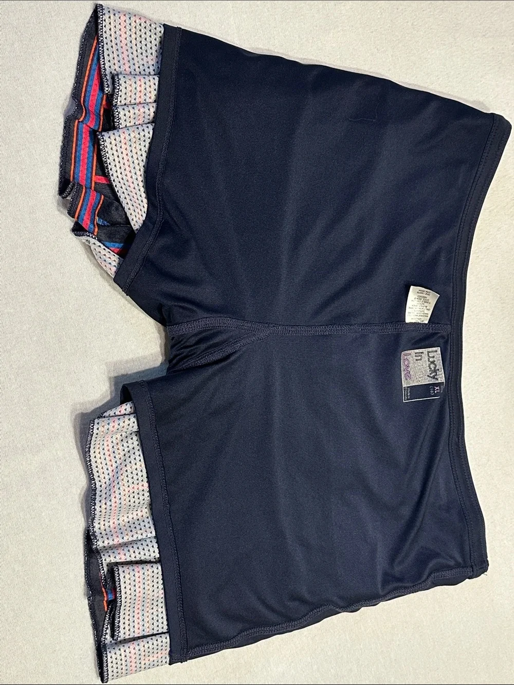 Lucky in Love Black Athletic Skirt with Pink & Blue Stripe Ruffles